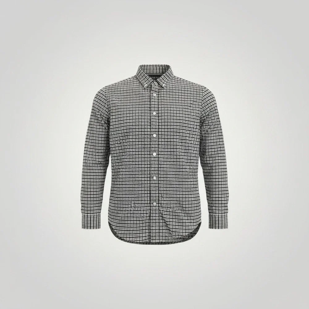 Banana Republic Oxford Shirt Mens Large Black White Gingham Tailored Slim Fit‎